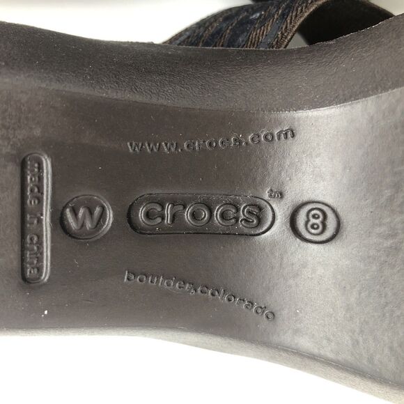 Crocs Molalla Sandals Womens Size 8 Brown Zebra Comfy Cross Strappy Slip On - Picture 11 of 13